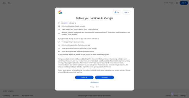 Security scan screenshot of https://www.google.si