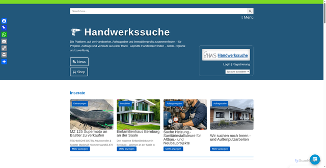 Security scan screenshot of http://handwerkssuche.de/