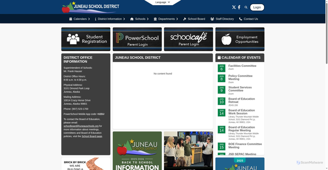 Security scan screenshot of https://www.juneauschools.org/en-US