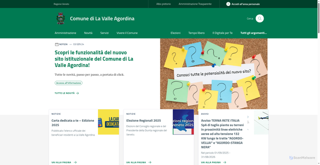 Security scan screenshot of https://www.comune.lavalleagordina.bl.it/