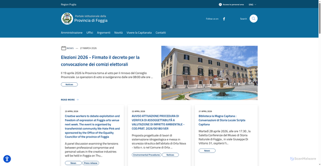 Security scan screenshot of https://www.provincia.foggia.it/it
