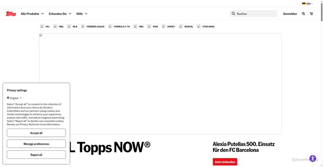 Security scan screenshot of https://images.topps.com