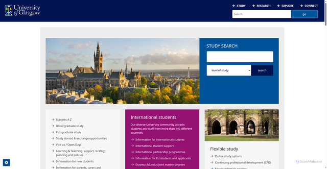 Security scan screenshot of https://www.gla.ac.uk/