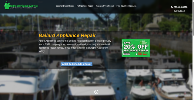 Security scan screenshot of https://appleapplianceservice.com/service-areas/ballard/