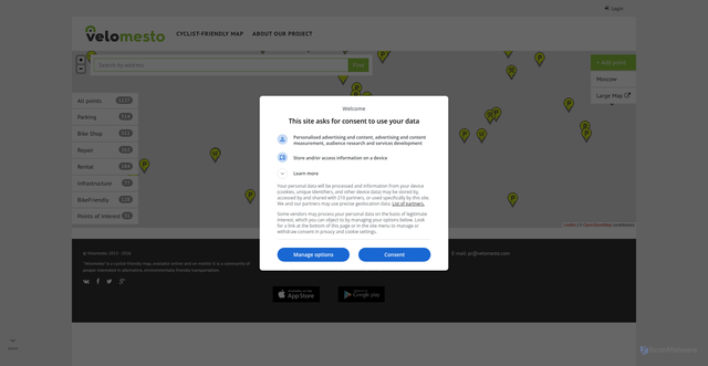 Security scan screenshot of https://velomesto.com
