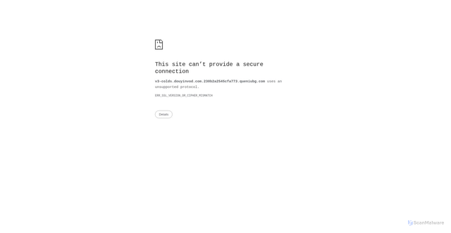 Security scan screenshot of https://v3-colds.douyinvod.com.230b2a2545cfa773.queniubg.com