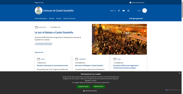 Security scan screenshot of https://www.comune.castelgandolfo.rm.it/it