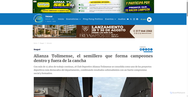 Security scan screenshot of http://ecosdelcombeima.com/ibague/nota-175123-alianza-tolimense-el-semillero-que-forma-campeones-dentro-y-fuera-de-la-cancha
