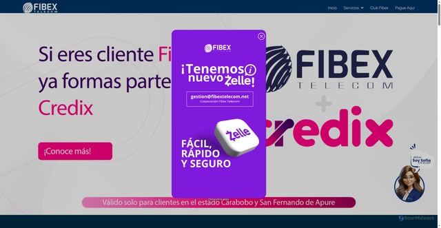 Security scan screenshot of https://fibextelecom.net