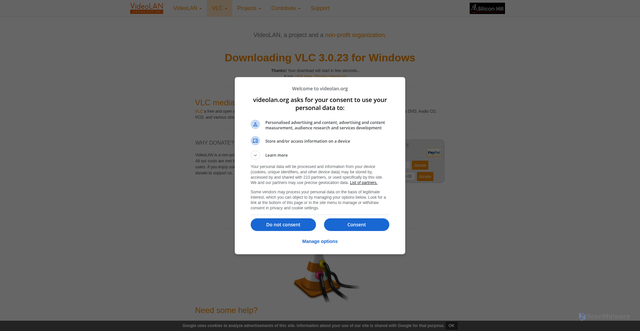 Security scan screenshot of https://get.videolan.org/vlc/3.0.23/win32/vlc-3.0.23-win32.exe