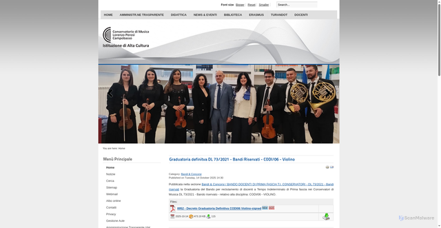Security scan screenshot of https://www.conservatorioperosi.it/