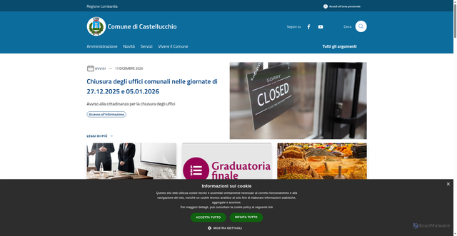 Security scan screenshot of https://www.comunecastellucchio.it/