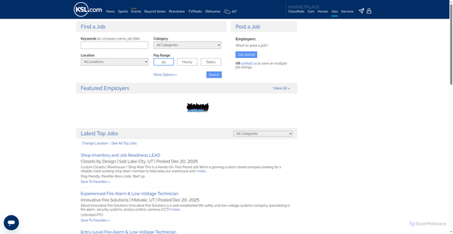 Security scan screenshot of https://jobs.ksl.com/