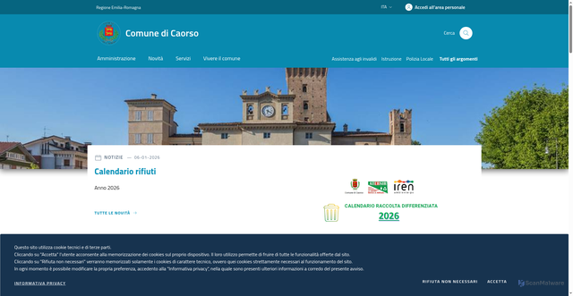 Security scan screenshot of https://www.comune.caorso.pc.it/
