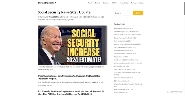 Security scan screenshot of https://tristanmadelinex.pages.dev/aatzd-social-security-raise-2025-update-trvud/