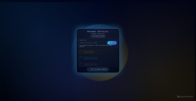 Security scan screenshot of https://nexoraofficialpaidhack-node6o927a.edgeone.app/