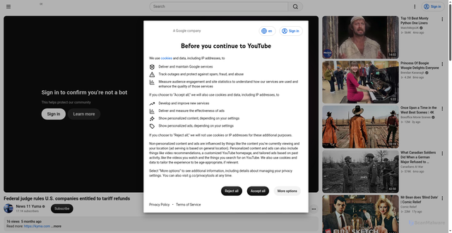 Security scan screenshot of https://www.youtube.com/watch?v=Ml5wTLuV_Hs