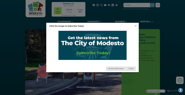 Security scan screenshot of https://modestogov.com