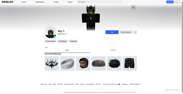 Security scan screenshot of https://roblox.com.ge/users/5208989263/profile