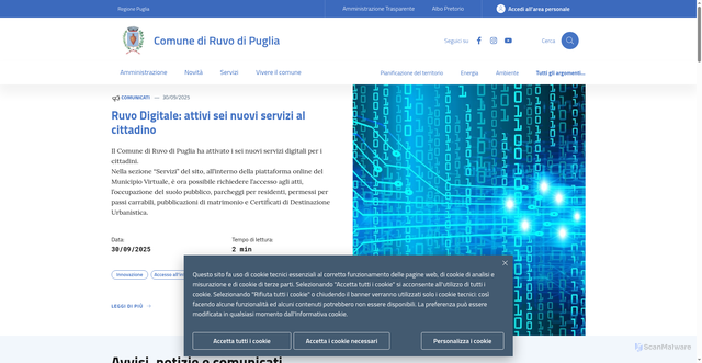 Security scan screenshot of https://www.comune.ruvodipuglia.ba.it/