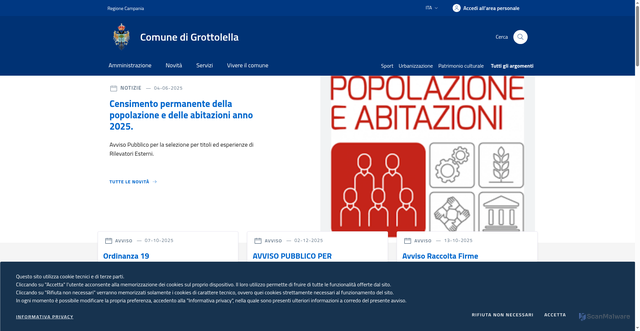 Security scan screenshot of https://www.comune.grottolella.av.it/