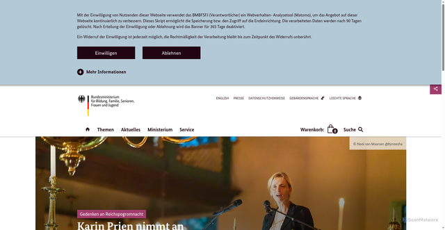 Security scan screenshot of https://www.bmbfsfj.bund.de/