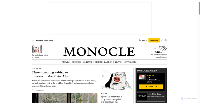 Security scan screenshot of https://monocle.com