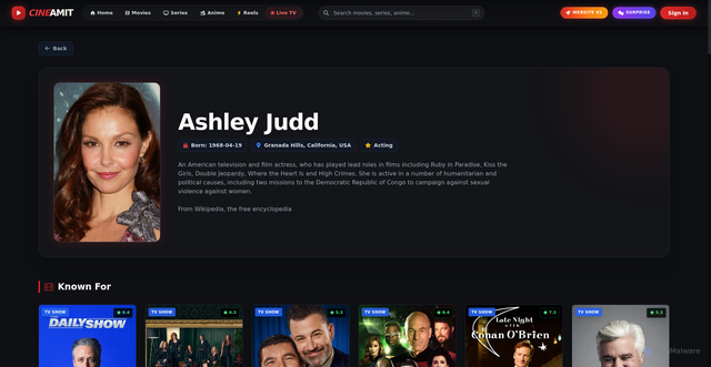 Security scan screenshot of https://cineamit.ct.ws/actor/ashley-judd-15852