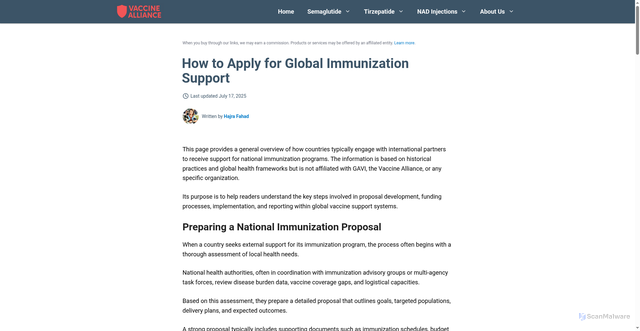 Security scan screenshot of https://www.vaccinealliance.org/support-to-country/how_to_apply/