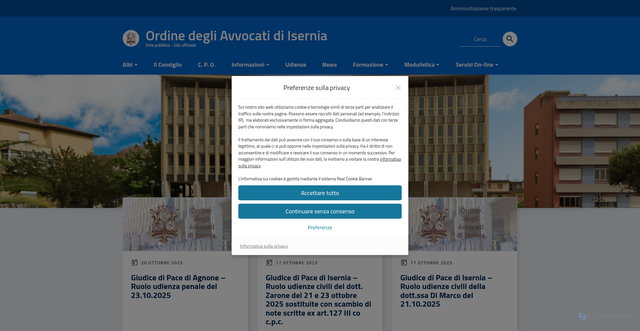 Security scan screenshot of https://www.ordineavvocatiisernia.it/
