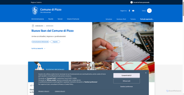 Security scan screenshot of https://www.comune.pizzo.vv.it/