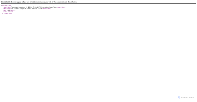 Security scan screenshot of https://w96be6ebd.api.esales.apptus.cloud/