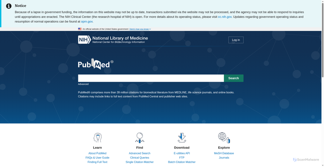 Security scan screenshot of https://pubmed.ncbi.nlm.nih.gov/