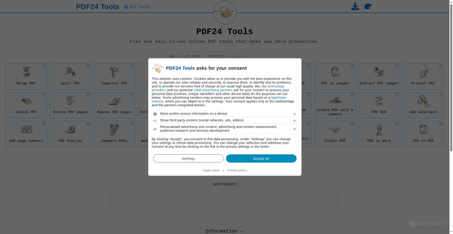 Security scan screenshot of https://tools.pdf24.org