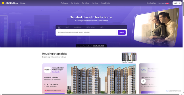 Security scan screenshot of https://housing.com