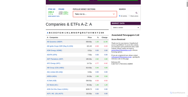 Security scan screenshot of https://investing.thisismoney.co.uk