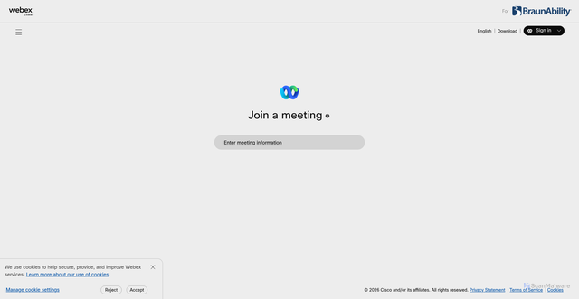 Security scan screenshot of https://braunability.webex.com