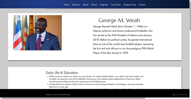 Security scan screenshot of https://www.diasporainitiatives.org/georgeweah