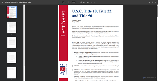 Security scan screenshot of https://www.americansecurityproject.org/ASP%20Reports/Ref%200073%20-%20U.S.C.%20Title%2010%2C%20Title%2022%2C%20and%20Title%2050.pdf