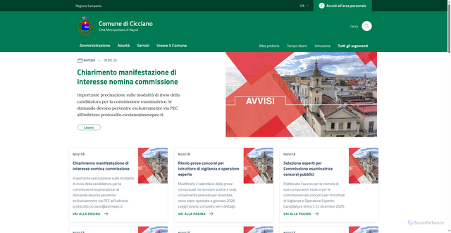 Security scan screenshot of https://comune.cicciano.na.it/