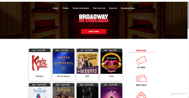 Security scan screenshot of https://broadwayinchicago.com