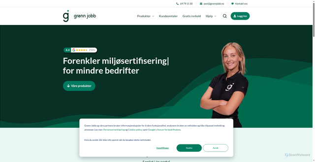 Security scan screenshot of https://www.gronnjobb.no/
