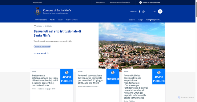 Security scan screenshot of https://www.comune.santaninfa.tp.it