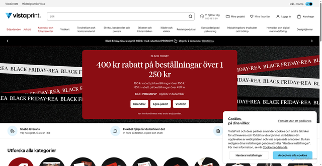 Security scan screenshot of https://www.vistaprint.se/