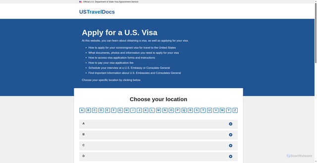 Security scan screenshot of https://www.ustraveldocs.com/