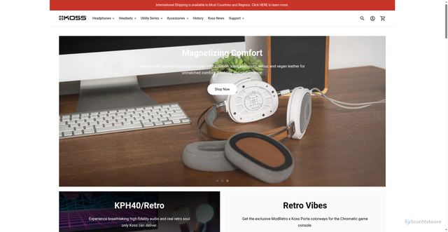 Security scan screenshot of https://koss.com
