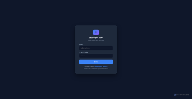 Security scan screenshot of https://inmobot-pro.com/admin/