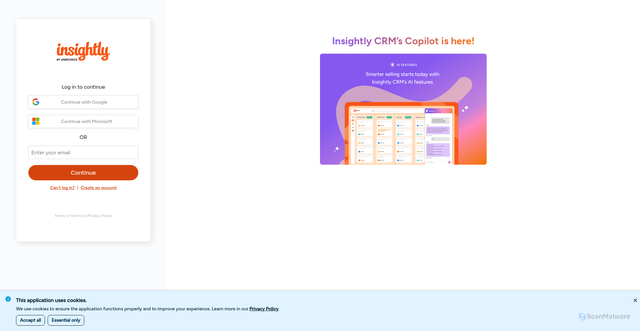 Security scan screenshot of https://crm.na1.insightly.com