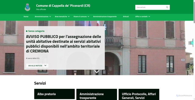 Security scan screenshot of https://www.comune.cappelladepicenardi.cr.it/