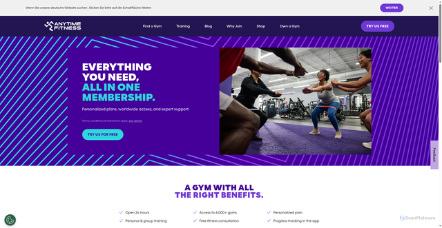 Security scan screenshot of https://www.anytimefitness.com/